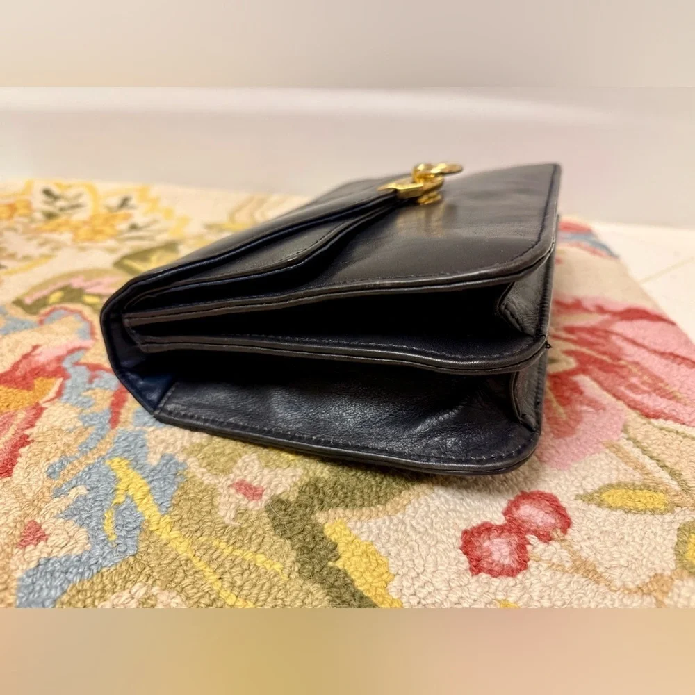RARE 90’s Vintage GIORGIO BEVERLY HILLS Black Leather Top Handle Bag - Picture 5 of 16